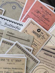 100pcs Vintage Frame English Tag Labels DIY Decorative Notebook Writing Memo Notes, Scrapbooking Supplies - Multicolor - View 5