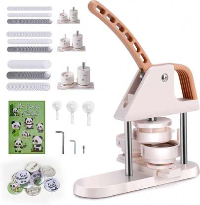 CuisinSmart Button Maker, 1/1.25/2.28 Inch(25/32/58mm),3-IN-1 Pin Maker With 300pcs Button Parts,Ergonomic Arc Handle Punch Press Kit For Children DIY Gifts