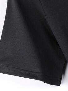 2 件套男士夏季休闲短袖 T 恤和短裤套装，常规版型，纯色，基本款，适合丈夫/男朋友的礼物，高尔夫、钓鱼、篮球、露营、健身、游泳、海滩 - 黑色 - 查看 5