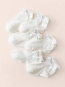 6 perechi de șosete adorabili pentru bebeluși cu fundă și dantelă - șosete super moi pentru fetițe mici, șosete drăguțe pentru fetițe (0-36 luni)