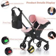 Baby Stroller With A Bag, Without Latch Base, Stroller For Newborn, Multi Functional Newborn Stroller, Toddler Stroller With Reversible Stroller Seat, Pink