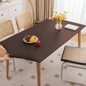  1pc  Rectangular Solid Color Waterproof Tablecloth, Simple Style, Oil-Proof, Dust-Proof, Table Cover Protector, Suitable For Desk, Dining Table, Coffee Table,Kitchen And Dining Room,Home Decora