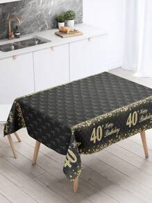 1 pieza Mantel rectangular descartable con decoración de oro fragmentado en negro y dorado para fiestas de cumpleaños 18, 30, 40, 50, 60 y 70 años. Perfecta decoración de mesa para fiestas de cumpleaños de hombres y mujeres, regalo y favor de fiesta.
