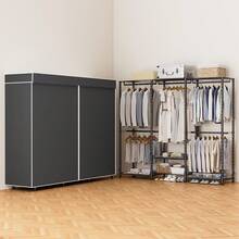 Closet Organizer Metal Garment Rack Portable Clothes Hanger Freestanding Closet Wardrobe 77"Wx 18"D X 77"H - Black - View 10