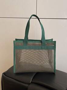 Student Summer Casual Vacation All-Match Net Mesh Tote Bag - Multicolor - View 1