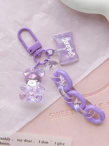 1 件可爱亚克力链蓝牙耳机保护套，熊装饰钥匙扣吊坠，时尚包袋配饰汽车配饰包袋饰品学校卡通哥特 Y2k 圣诞礼物创意