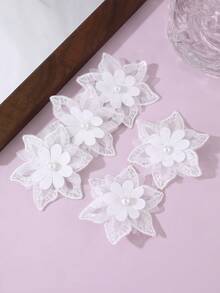 5pcs/Set Girls' Elegant White Flower Hair Clips - White - View 1