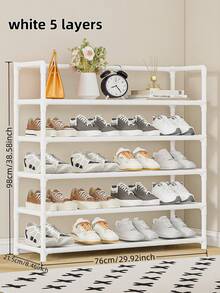 1 pieza Estantería para zapatos extendida de 3-7 niveles, estantería de almacenamiento de alta capacidad para el hogar, dormitorio, residencia estudiantil, organizador de zapatos simple con marco de metal, solución de almacenamiento y decoración perfecta para el dormitorio, soporte portátil para exhibición de zapatos - Multicolor - Ver 6
