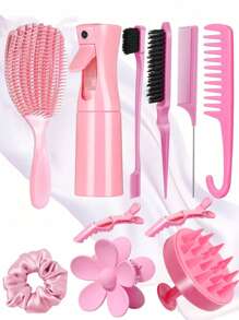 1/3/11pcs Hair Brush Set, Detangling Brush,Spray Bottle,3 Pieces Slick Back Hair Brushes For Toddlers,Scalp Massager Shampoo Brush,Premium Wide Tooth Comb,Alligator Hair Clips,Flower Hair Clip For Girls Body Care For Travel,Outdoor,Sport,Office,School,Hair Clips,Hair Accessories, Back To School Supplies