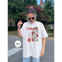 Oversized Tops Tomato Shirt Shirt Tomato Girl Aesthetic Farmers Market Shirt Tomato Lover Garden Shirt Fruit And Vegetable Cottagecore Shirt - 白色 - 查看 3