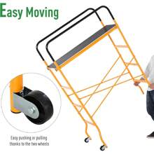 4-Step Steel 4.6 X 2 X 6 Ft. Scaffold 2 Wheels Free Moving For Indoor & Outdoor Decoration Anti-Skid, 440 Pound Capacity