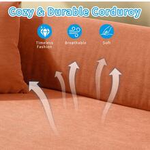 Compression Sofa - Convertible Floor Foldable Sofa Bed - With 2 Pillows, Corduroy, Queen Size - Bụi hồng - Xem 7