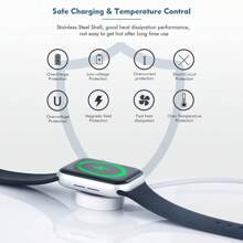 1pc Magnetic Wireless Charger 3.3ft/100cm Portable Charging Accessory Compatible With Apple Watch Series Ultra/9/8/7/6/SE/SE2/5/4/3/2/1 Portable Wireless Charger Compatible With Apple Watch, Wireless Magnetic Suction For Watch 6/SE/5/4/3/2 Series E Compatible With AIRPODS 2/3/Pro Fast Charging Cable Portable Charging Base Bracket Gifts For Family, Friends, Kids, Birthday, Christmas, Winter, Girlfriend, Boyfriend Suitable For Office, Dorm, And Home