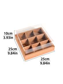 2pcs/4pcs Multicompartment Dessert Box With Transparent Lid & Dividers, 6-Slot 9-Slot Cupcake Box Suitable For Mini Cupcakes, Chocolate Dipped Strawberries, Brownies & Snacks, Suitable For Wedding, Holiday, Birthday Party Dessert Packaging