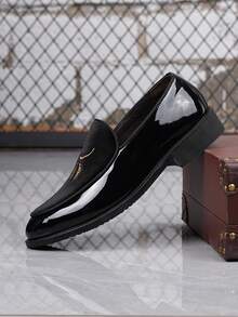 男士乐福鞋，圆头商务皮鞋，都市休闲鞋套，男士正装皮鞋，工作鞋，驾车鞋，豆豆鞋，商务皮鞋 - 黑色 - 查看 2