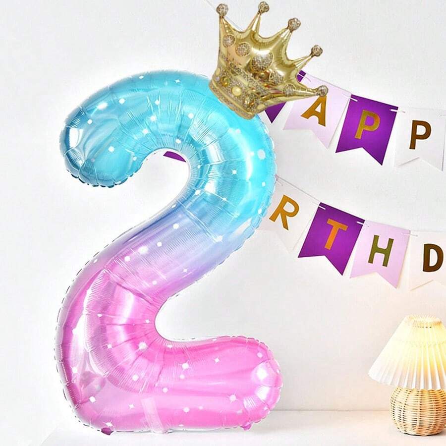 1 Stück Nummer & 1 Stück Krone Geburtstags-Jubiläums-Party-Luftballons (ohne Pumpe, Krone und Nummer separat erhältlich)