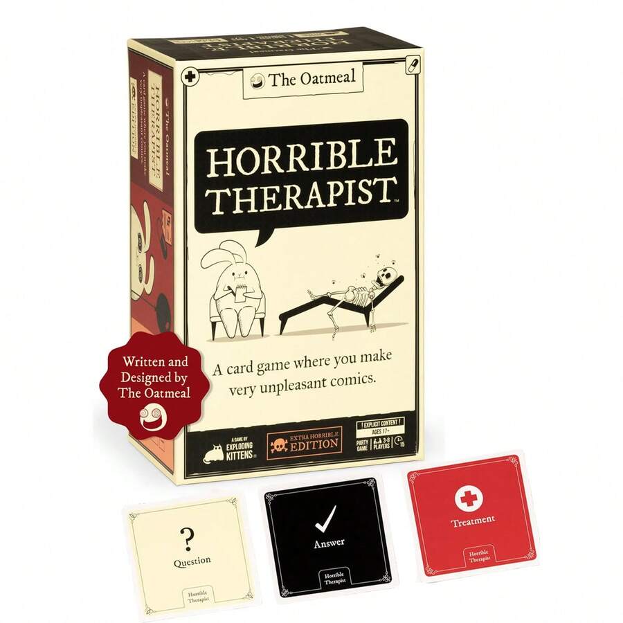 ¡Extra horrible, extra divertido! Terapeuta horrible: Edición extra horrible - 3-8 jugadores, 15 minutos de caos. ¡Perfecto para fiestas y noches de juegos! - Beis - Ver 1