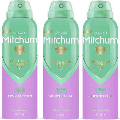 Mitchum Shower Fresh Womens Dedorant Body Spray 200ml 3 Pack