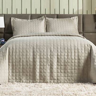 Cobre Leito Colcha 300 fios Premium 3 Peças com Porta Travesseiro