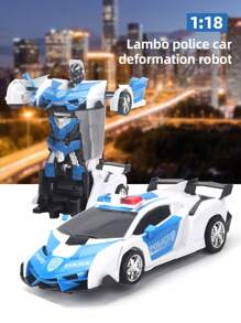 Voiture radiocommandée dinosaure avec rotation à 360°, roues illuminées, voiture RC dinosaure 2.4Ghz avec cascades rapides, voiture RC transformable, voiture de police transformante à l'échelle 1:18 avec lumières, transformation 1 touche avec rotation à 360°, jouet télécommandé d'intérieur et d'extérieur pour enfants de 3 ans et plus, cadeau idéal pour Noël/Halloween/Pâques pour les garçons