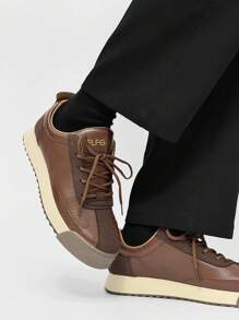 Men's Casual Gum Sole Lace-Up Round Toe Running Shoes, Thick Sole Non-Slip Student Party Outdoor Shoes Spring/Summer