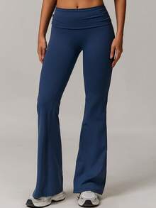 MASKERT Spring And Summer Women's Pants, Sports Pants, Running Pants, Yoga Pants, Casual Pants, Flared Pants, Comfortable And Skin Friendly For Home Leisure - Navy Blue - View 3