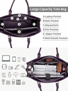 NEWHEY Laptop Bag For Women 15.6 Inch Tote Waterproof Leather Computer Business Lightweight Office Briefcase Large Capacity Handbag Shoulder - Multicolor - View 8