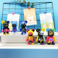 Colorful Cartoon Graffiti Teddy Bear PVC Soft Phone Skin Sticker, Cute Candy Color Keychain Pendant - Multicolor - View 3