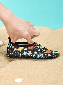 1 双户外沙滩防滑休闲透气卡通动物印花可爱女孩瑜伽/健身/舞蹈鞋 - 黑色 - 查看 3