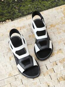 Sandali alla caviglia da donna, facili da indossare con design elastico al tallone. Stile color-block traforato, sandali comodi e sexy adatti per pendolarismo, raduni, abbigliamento casual, vacanze e spiaggia