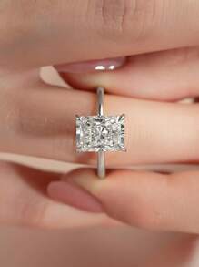 1PC 925 Sterling Silver Sparkle 1CT Oval/Pear/Rectangle/Round Cut Ring Engagement Ring Wedding Band For Women Promise Ring Eternity Ring Fine Jewelry Gift