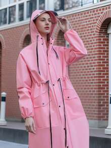 1 Pc EVA Thick Full Body Fashion Raincoat For Women, Windproof And Waterproof Rain Jacket Travel Outdoor Activities Rain Wear Cycling Traveling Climbing Portable Raincoat, Ladies Casual Style. Adult Raincoat, Outdoor Cycling,Stay Dry And Stylish,For Adults Students , Hiking Rain Cape, Rainproof Poncho Raincoat.