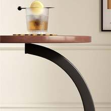 Mesa Auxiliar Portátil Para Café, Mesa Auxiliar Armable de Centro Redonda, Forma de "C" Ideal Para Espacios Pequeños, Diseño Moderno, Para Sala, Habitación, Oficina - Marrón - Ver 4