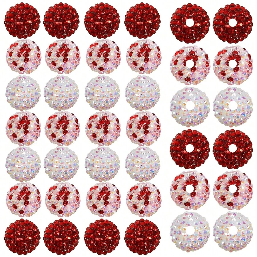 10 件 20 毫米混合泡泡糖珠套装，颜色有红色、白色、深蓝色、黑色、粉色、蓝色和白色，珠子间距较大。粗珠用于 DIY 钥匙扣、钢笔、手链、项链、手工艺品和珠宝制作。婚礼季节、母亲节、送给朋友和母亲的最佳礼物