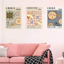 1 件/3 件墙面艺术海报复古咖啡香蕉船寿司拉面复古韩国美食海报精美客厅酒吧美学装饰墙面装饰无框/有框帆布艺术厨房装饰 - 彩色 - 查看 6