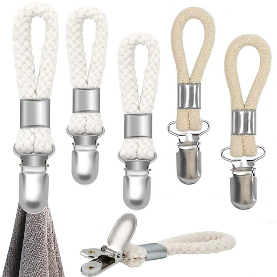 2/5 Stücke Geschirrtuchklemmen zum Aufhängen, Metall Küchenhandtuch Klammern mit Aufhängeschlaufe und Tuchhalter für Zuhause Küche Bad Schränke Tuchhalter