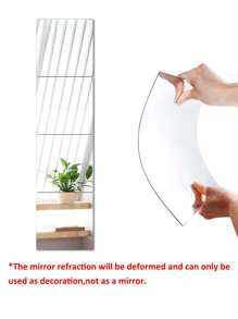 4pcs Classic Style Frameless Wall Mirror Tiles, Full Body Mirror Stick On Dormitory Wardrobe Mirrors, DIY Assembly For Home Gym, Bedroom Wall Installation