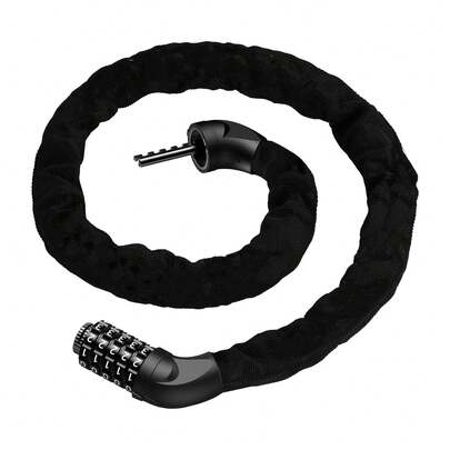 Candado de combinación de alta seguridad para bicicletas, piñón de acero endurecido, candado de cadena de acero, nivel de seguridad extra alto con candado de combinación de 5 dígitos, candado de cable, cable antirrobo resistente con soporte de montaje, candado de bobina de combinación reiniciable para bicicleta, triciclo, scooter, motocicleta, puerta, portón, cerca, candado de cadena de parrilla, bicicleta de montaña, bicicleta, candado portátil, candado de cadena antirrobo hecho de alambre de acero