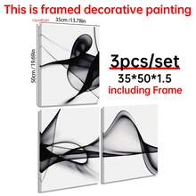 Bộ 3 tranh trừu tượng đen trắng trang nhã trên vải bố, khung gỗ thông - Trang trí tường hiện đại phù hợp cho phòng khách, phòng ngủ, văn phòng, chống thấm nước, in chất lượng cao, hoàn hảo cho trang trí nhà cửa, quán cà phê, quán bar, tranh nghệ thuật trừu tượng, nét vẽ sống động. - 3 CÁI - Xem 15