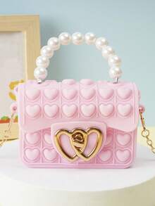 [Small] 1pc Girls Silicone Jelly Bag, Dual-Sided Bubble Heart Shaped Crossbody/Coin Purse, Suitable For Daily Use - Multicolor - View 13