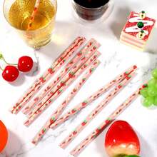 25/50/100/200pcs/Pack Disposable Paper Straws With Multi-Pattern Fruit Designs, Suitable For Parties, Birthdays, Baby Showers, Juices, And Milkshakes, Christmas Party Christmas Decor Christmas Decorations Christmas Gifts And, Halloween Party Halloween Decor Halloween Decorations Halloween Gifts, Merry Christmas Wedding Tableware Birthday Party Anniversary Summer Beach Back To School School Supplies Room Decor - Multicolor - View 3