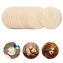 10pcs/Pack 3/5/8/10cm Wood Cutout Discs, DIY Laser Cutting Decorative Wooden Slices, Poplar Wood Geometric Coasters, Home Decor Round Wooden Pieces - Multicolor - View 2