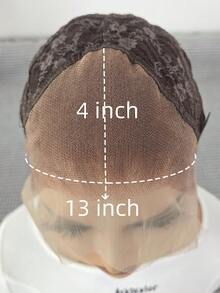 13x4 棕色天然直发合成蕾丝前假发，无缝发际线，耐热纤维，柔软直发，适合角色扮演 - 棕色 - 查看 10