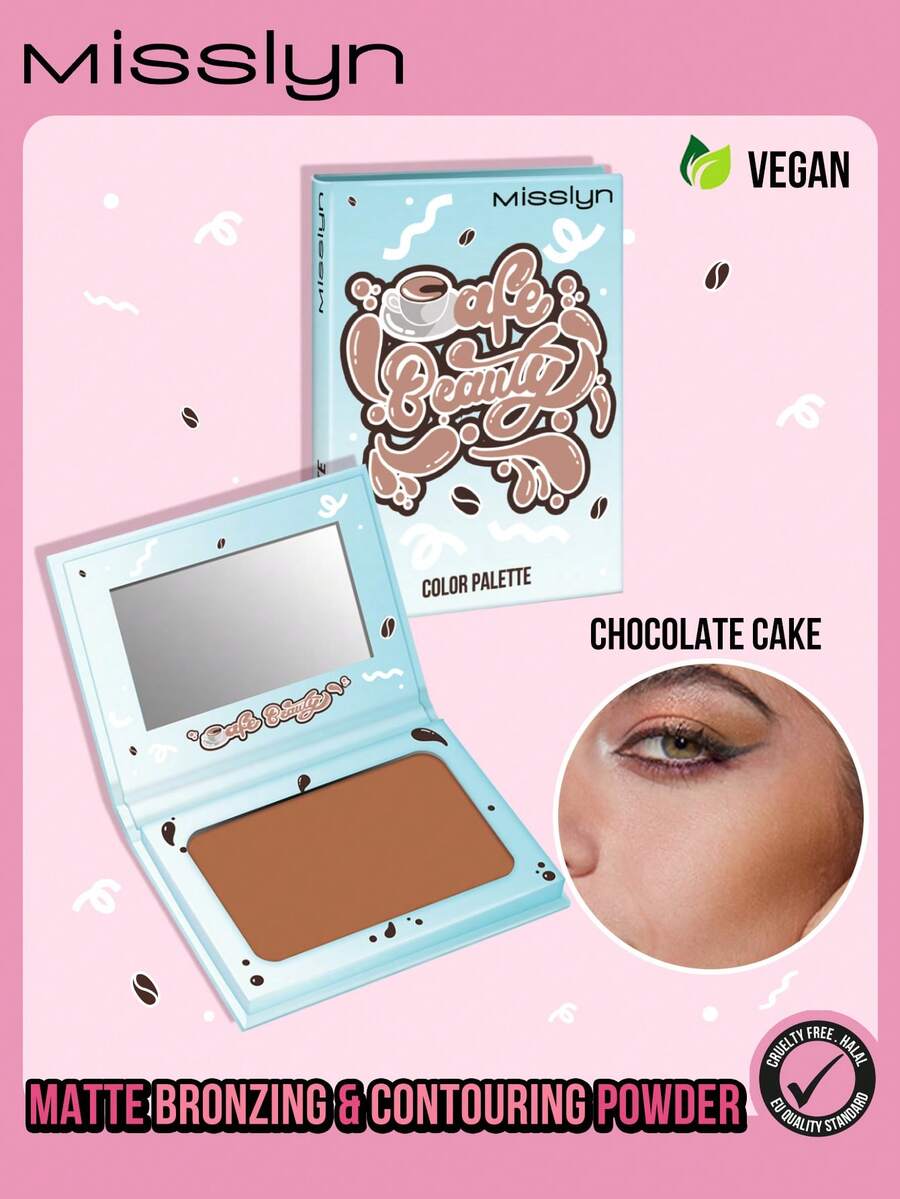 Misslyn Cafe Beauty Color Palette Bronzing & Contouring Powder, Bronzer, Matte Bronzer, Pigmented Soft Powdery Texture, With Mirror, Facial Bronzing Powder For Contouring, Long-Lasting, Lightweight, Smooth, Blendable,Vegan,Cruelty Free - BÁNH SÔ-CÔ-LA #1 - Xem 1