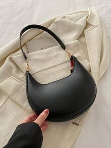 Women's Zipper Top Handle Crescent Shoulder Bag Tote Handbags Vintage Mini Clutch Purses With Zipper Closure