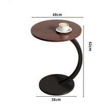 Mesa Auxiliar Portátil Para Café, Mesa Auxiliar Armable de Centro Redonda, Forma de "C" Ideal Para Espacios Pequeños, Diseño Moderno, Para Sala, Habitación, Oficina - Marrón - Ver 9