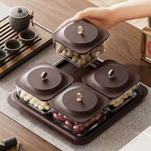 New Minimalist INS Style Luxury Imitation Wood Grain Dry Fruit Plate, Snack Nut Candy Storage Box, Home Living Room Tea Table Fruit Plate, Anniversary Supplies, Holiday Fruit Plate, Office Desk Fruit Plate