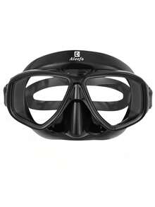 Aleefa 1pc Tempered Glass Lens Diving Mask, Long Sightline, Suitable For Beach, Swimming Pool, Diving - Black - View 1