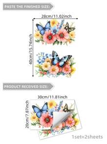 1pc/1set 2pcs Spring Floral Series Toilet Decorative Sticker, Bathroom Decal, Multi-Scenario Use Stickers