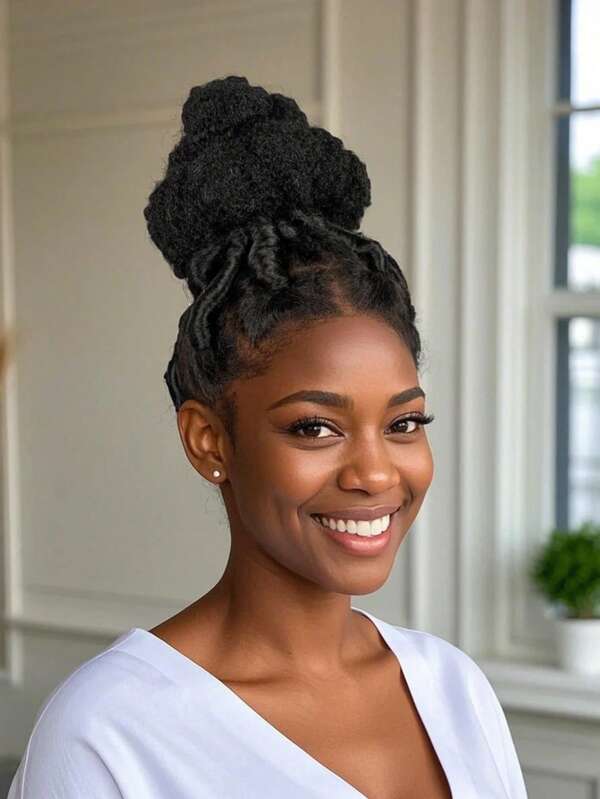 A ANYTIME Full Lace Wig Box Braid Lace Hair Braided Wig With Bun Puff Hair Full Lace Short Wig For Women With Baby Hair